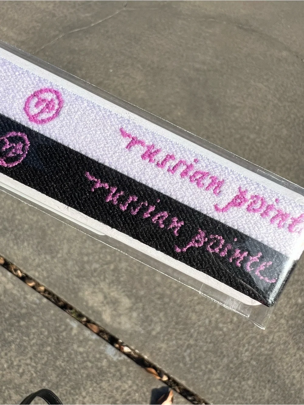 NEW RUSSIAN POINTE Elastic Headband Set - 1 White & 1 Black with pink print